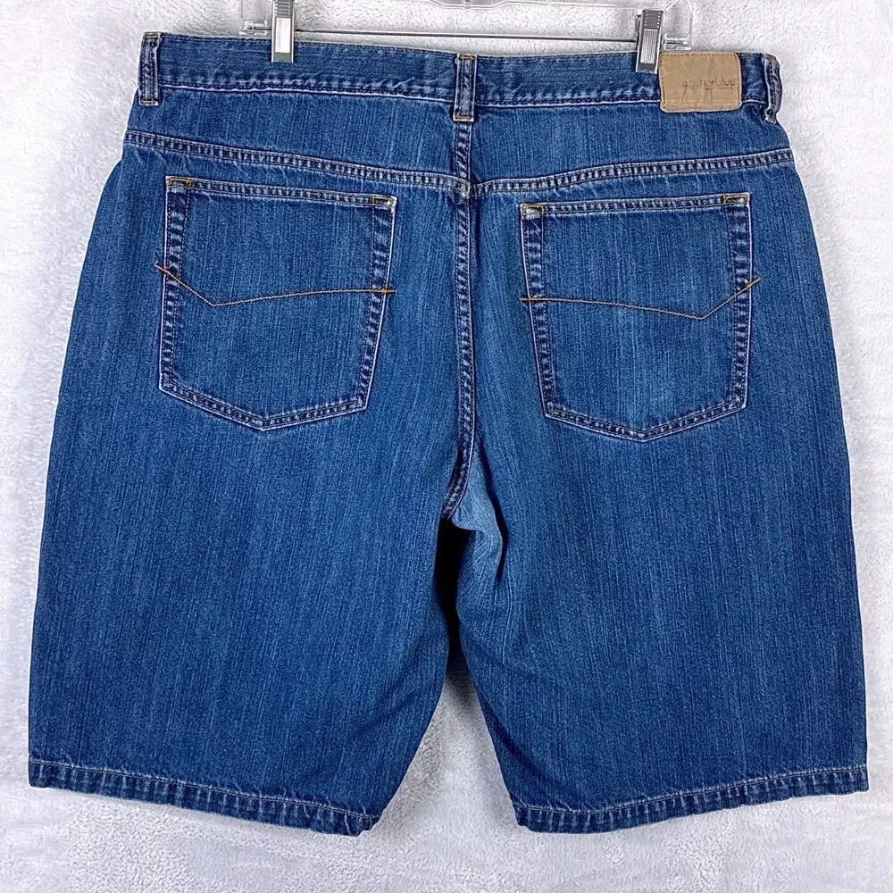 VTG Y2K Anchor Blue Shorts 38 Mens Faded Baggy Skate Utility Grunge Streetwear